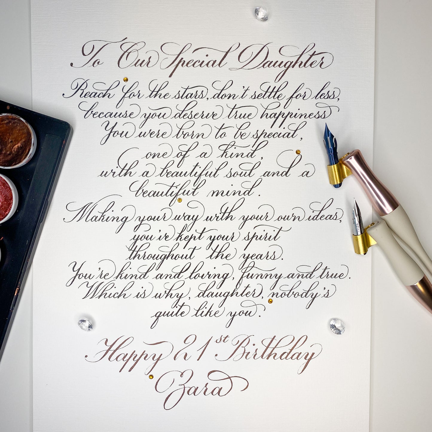 Handwritten Custom Calligraphy - A4 (up to 50 words)